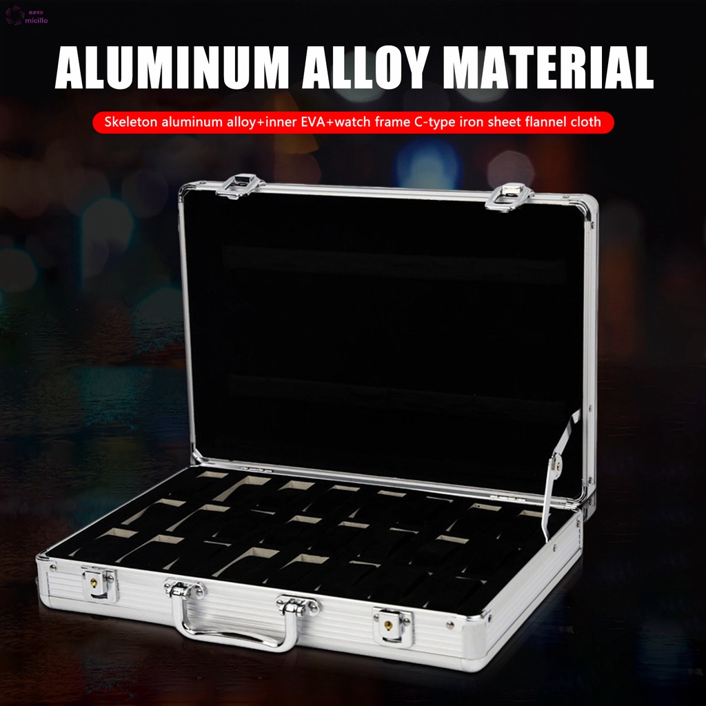 24 Slot Watch Box Organizer Hard Shell Padlockable Travel & Storage ...