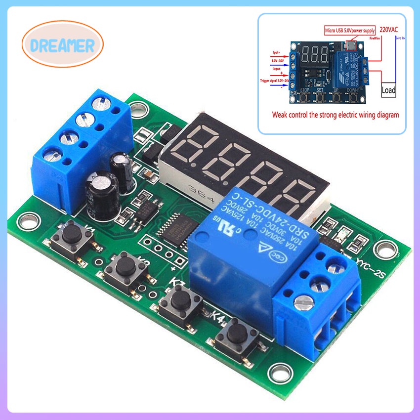 DC 5V 9V 12V Adjustable Delay Timer Relay Module - Turn On/Off Switch Board