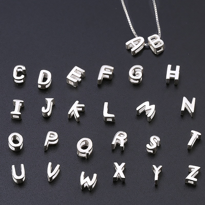 Sterling Silver Initial Letter 'A' Charm Pendant - 0.7 Inch, Personalized Jewelry Gift