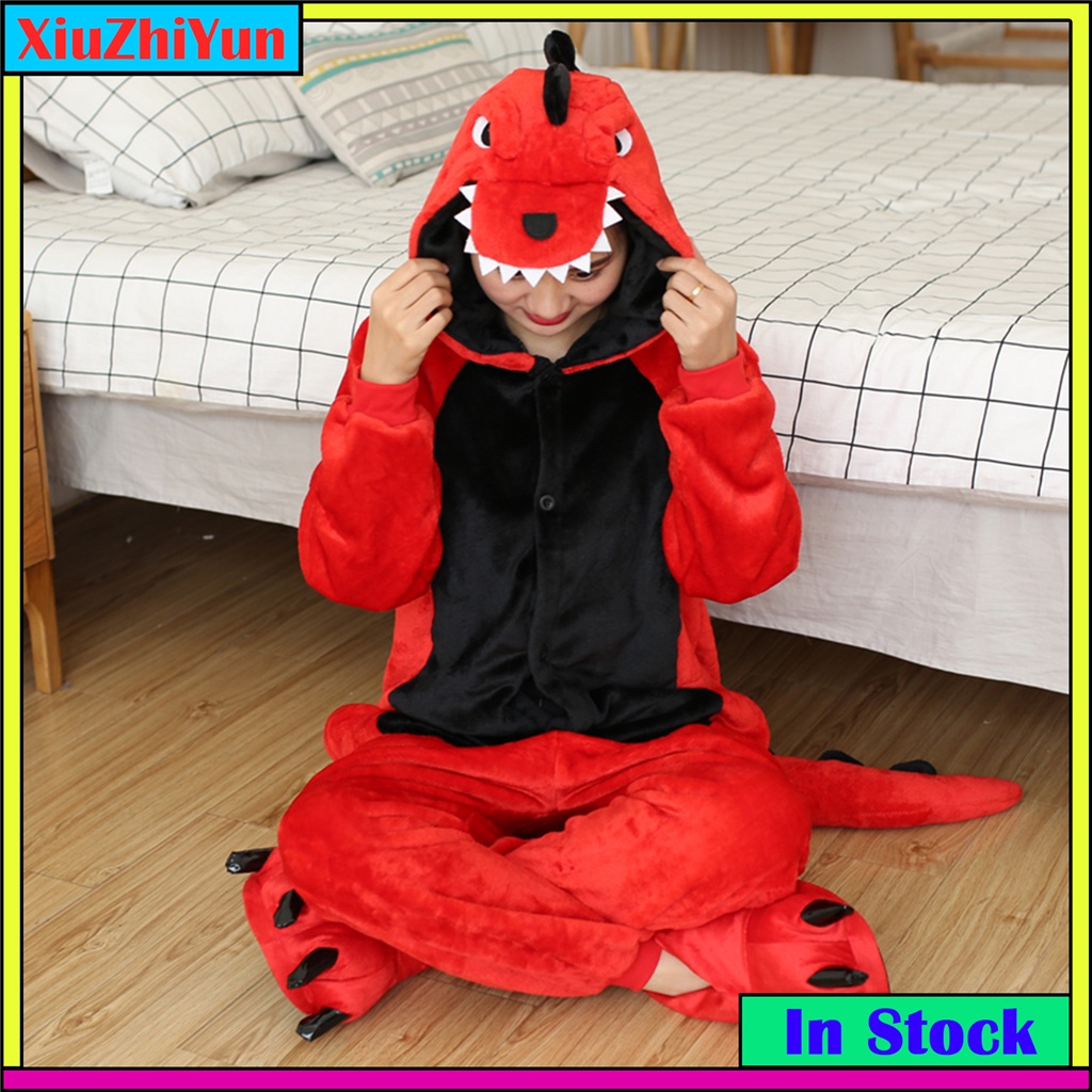 Women Men Cute Red Dinosaur Cartoon Sleepwear Kigurumi Stitch Pikachu