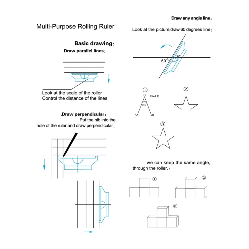 Top Drawing Ruler Pulley Centering Rolling Parallel Compass-Ruler Curve ...