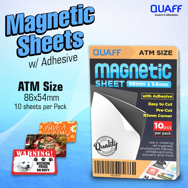 (10pcs) QUAFF Magnetic Sheet with Adhesive ATM Size for DIY Ref Magnet ...