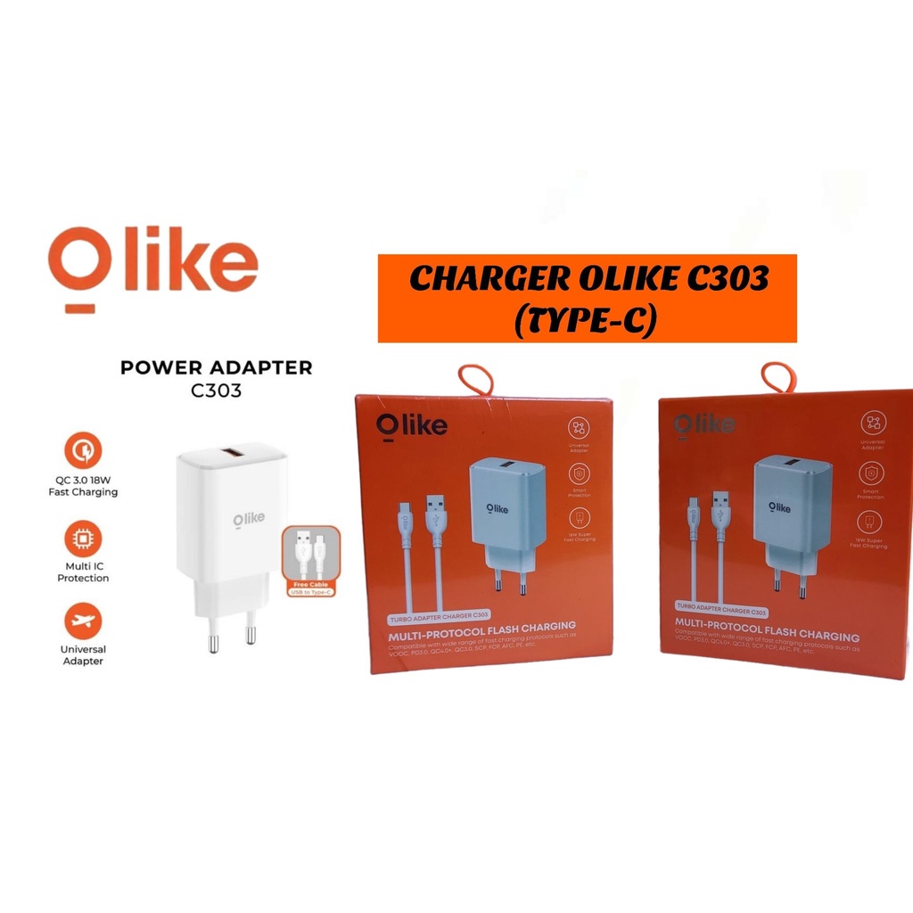 New!! Charger Olike Original C303 TypeC Adapter VOOC Quick