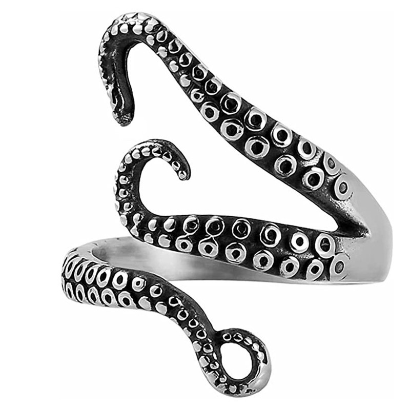 Creative Octopus Rings for Men Gothic Deep Sea Monster Squid Finger ...