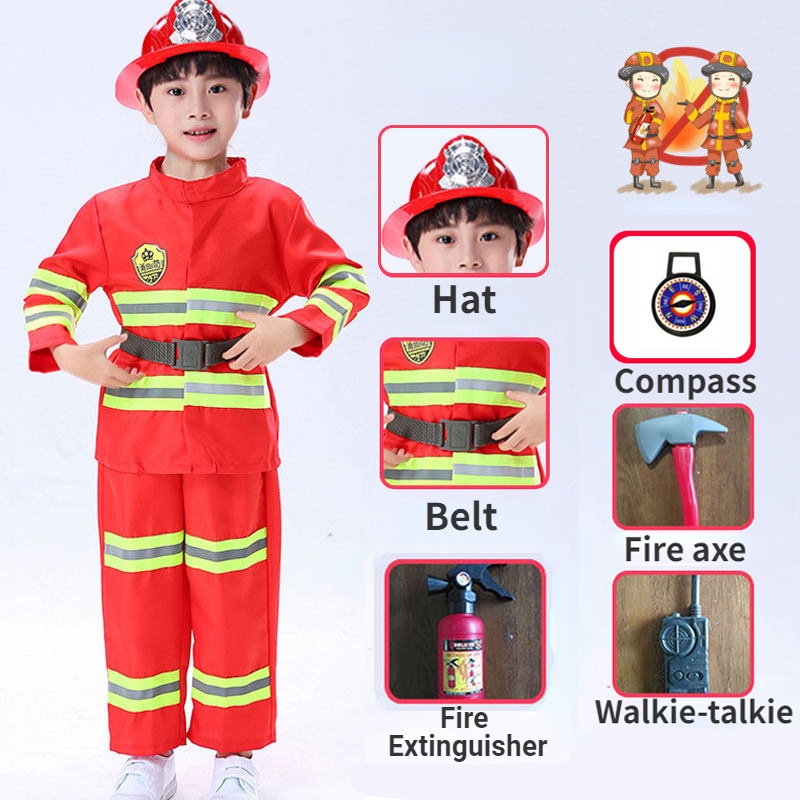 [READY STOCK]Fireman Costume Kids Cosplay Firefighter Toys for Girls ...