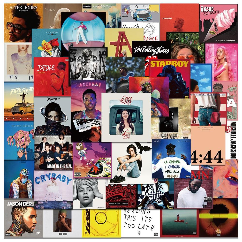 55PCS Artist Singers Album Cover Stickers For Luggage Phone Case Laptop ...