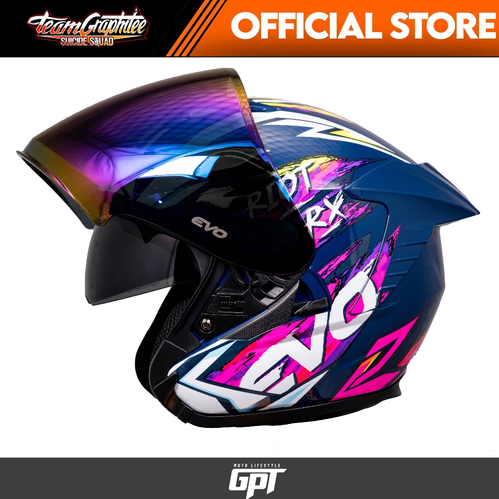EVO HELMET RX5 RIOT RX HALF FACE DUAL VISOR w/ free clear lens | Shopee ...