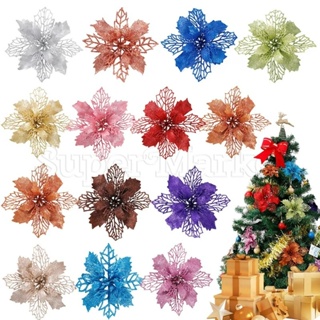 5pcs Artificial Christmas Flowers Xmas Tree Ornaments Home Decoration  Poinsettia