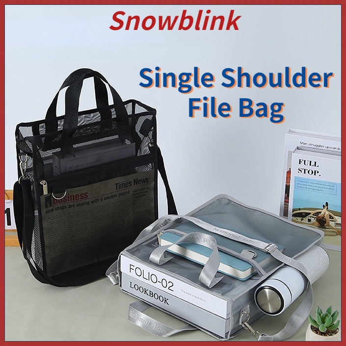 Single Shoulder File Bag Carry Book Transparent Grid File Portable ...