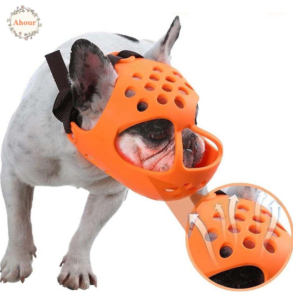 AHOUR Dog Muzzle Rubber Breathable French Bulldogs For Small Medium