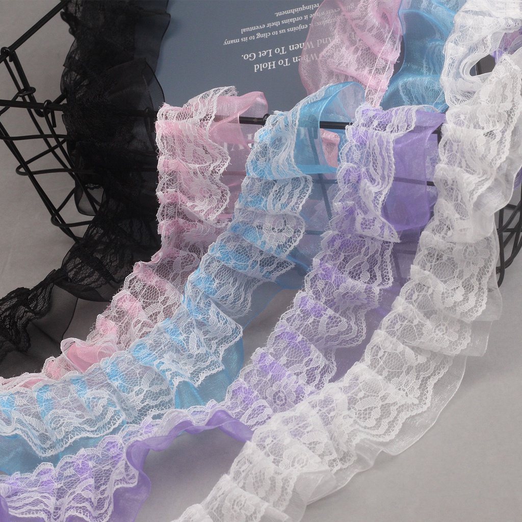【1m】Ruffles Floral Knitting Lace Trim Ribbon Apparel Dress Craft ...