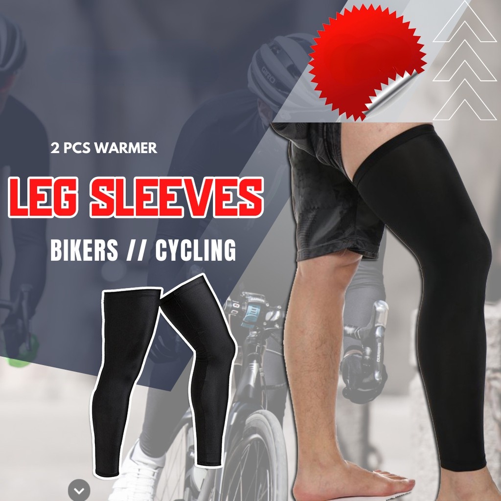 2 pcs Warmer Leg Sleeves Cycling Plain Black Stretchable Sports Leg