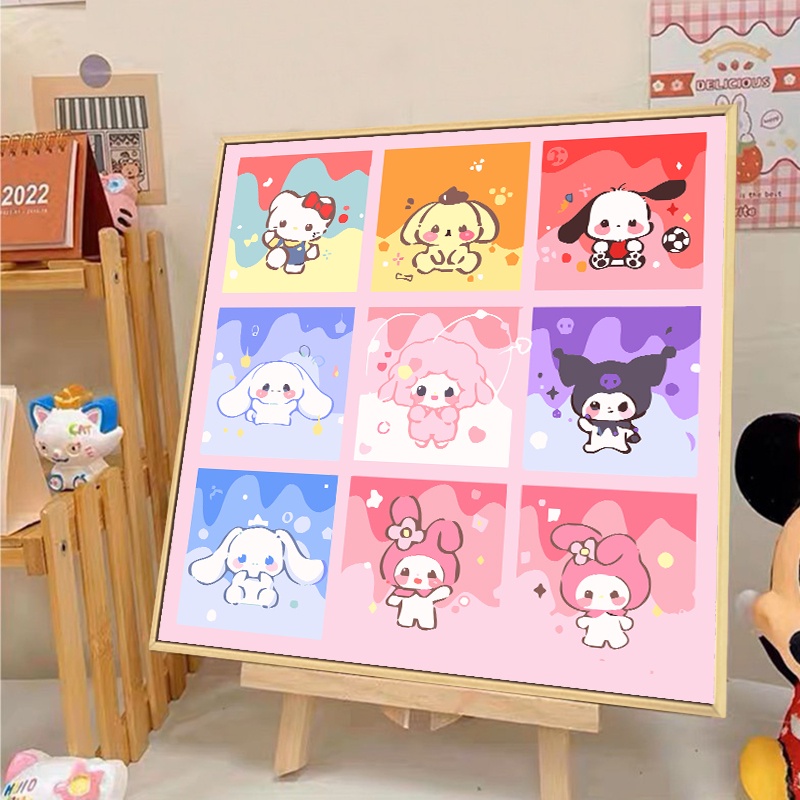 Sanrio Kuromi Cinnamoroll Paint By Number 20X20cm With Frame KIT Diy ...