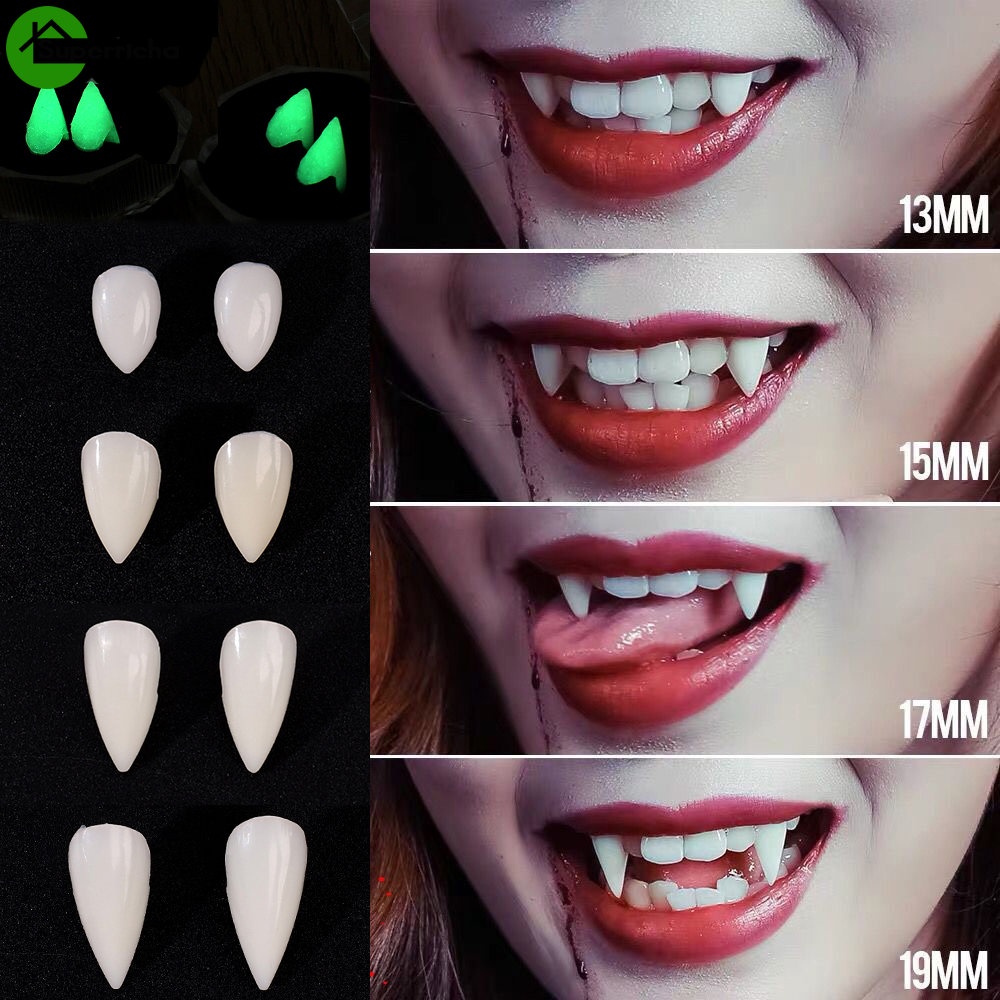 1 Pair Resin Dentures with Adhesive Kit / Zombie False Teeth / Luminous ...