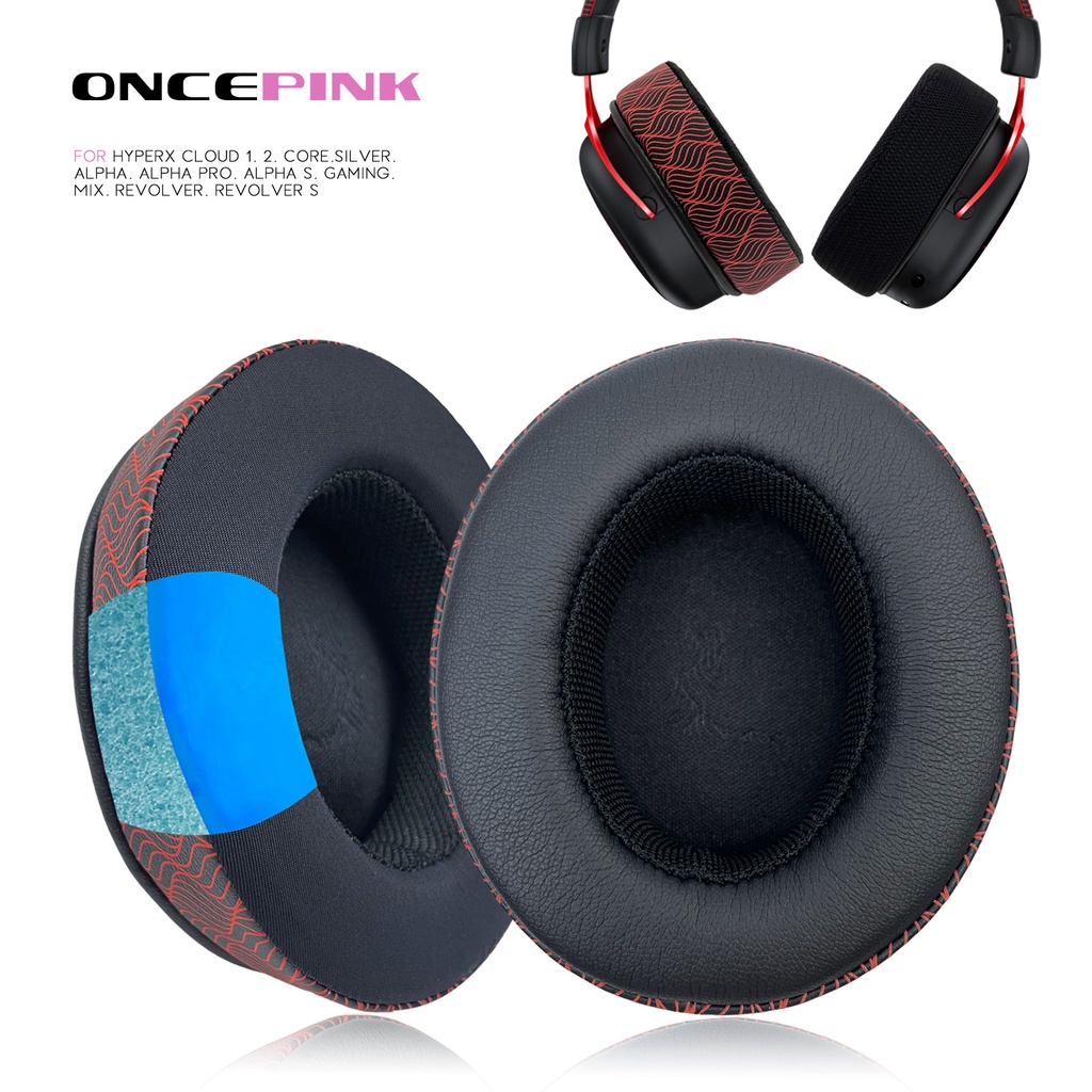 Oncepink Replacement Ear Pads for HyperX Cloud 1, 2, Core,Silver, Alpha, Alpha Pro, Alpha S