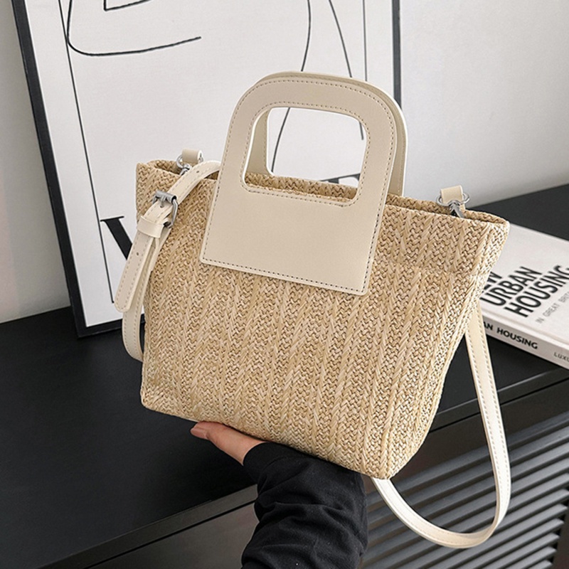 Korean Sling Bag for Woman Men Women Fashion Straw Weave Zipper Shoulder Crossbody Bag [DP