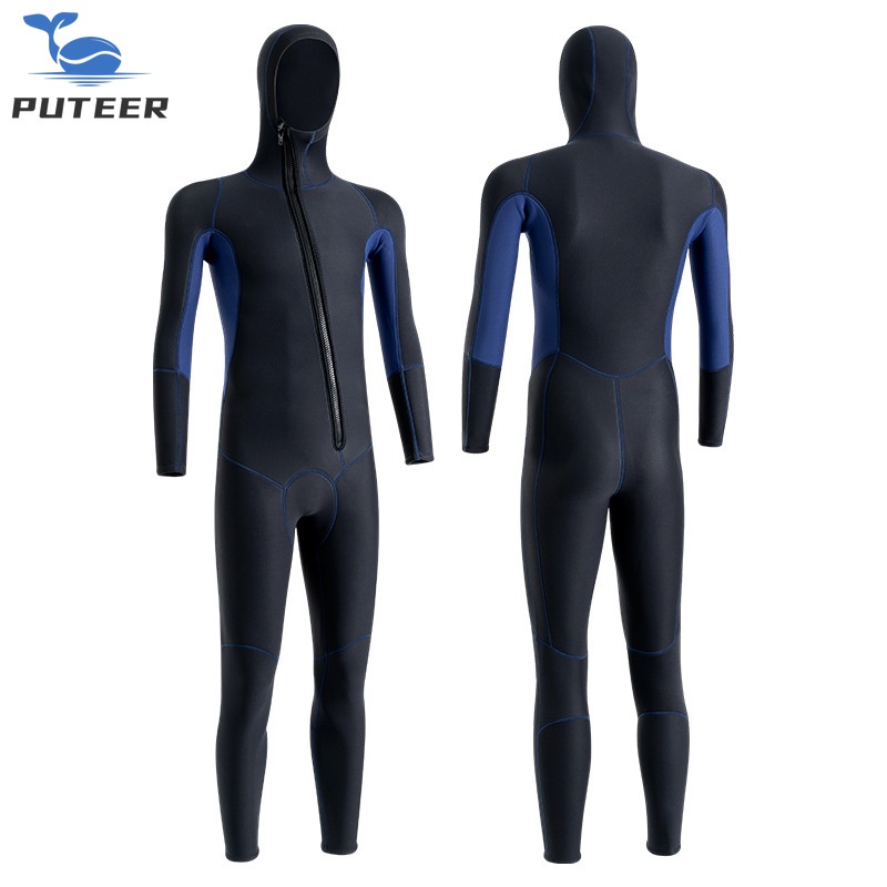 3mm Neoprene Diving Suit with Hood One Pieces Mens Neoprene