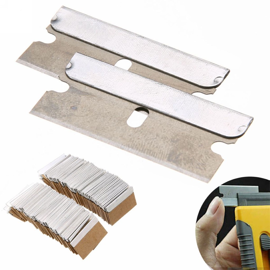 100PCS Single Edge Razor Blade Replacement Carbon Steel Scraper Blade ...