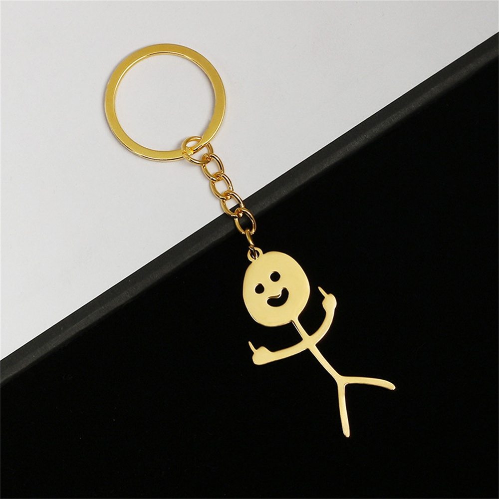 Funny Middle Finger Stickman Keychain Cartoon Metal Keyrings Bag ...