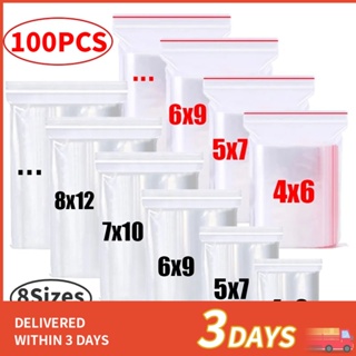 100PCS Plastic Bag Multiple Size PE Self Sealing Bags Transparent