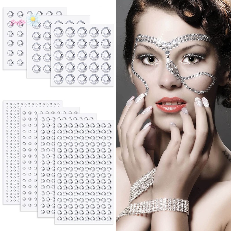EMCH> Self Adhesive Face Hair Gems Rhinestones Crystal Sticker Body