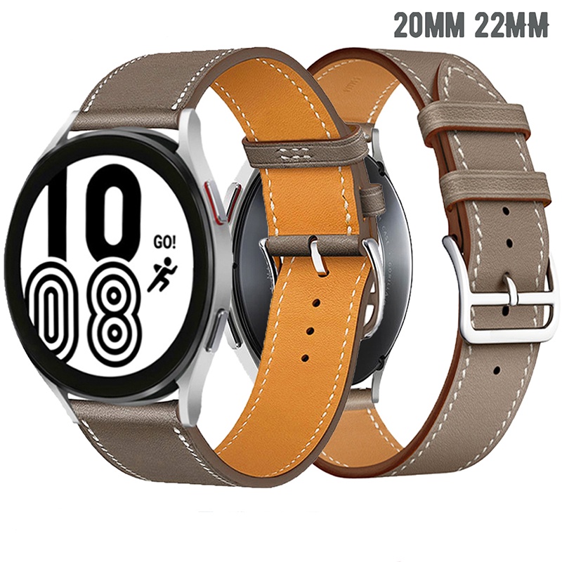 20mm 22mm Leather Band For Samsung Galaxy watch 4/Classic/46mm/42mm/Active 2/3/watch GT23 Pro