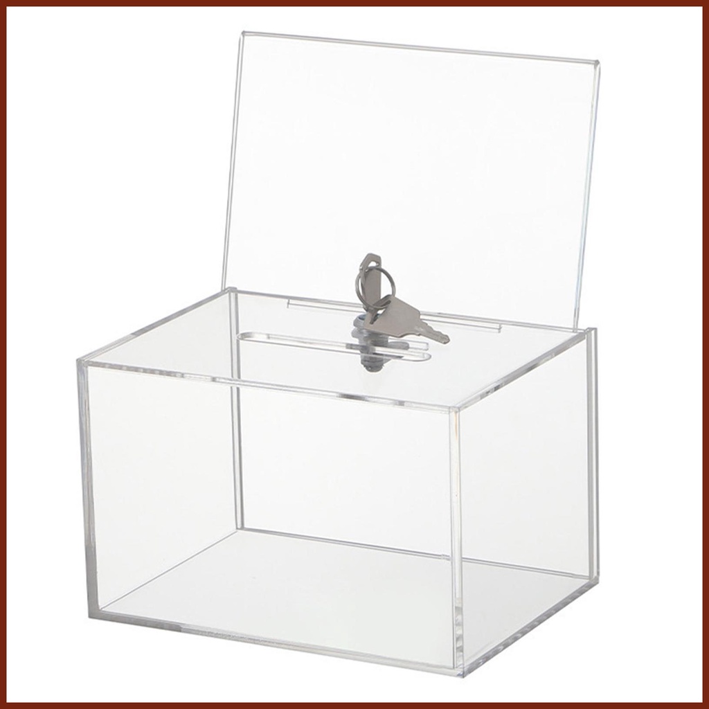 Raffle Ticket Box Clear Acrylic Ballot Box with Lock and Sign Holder