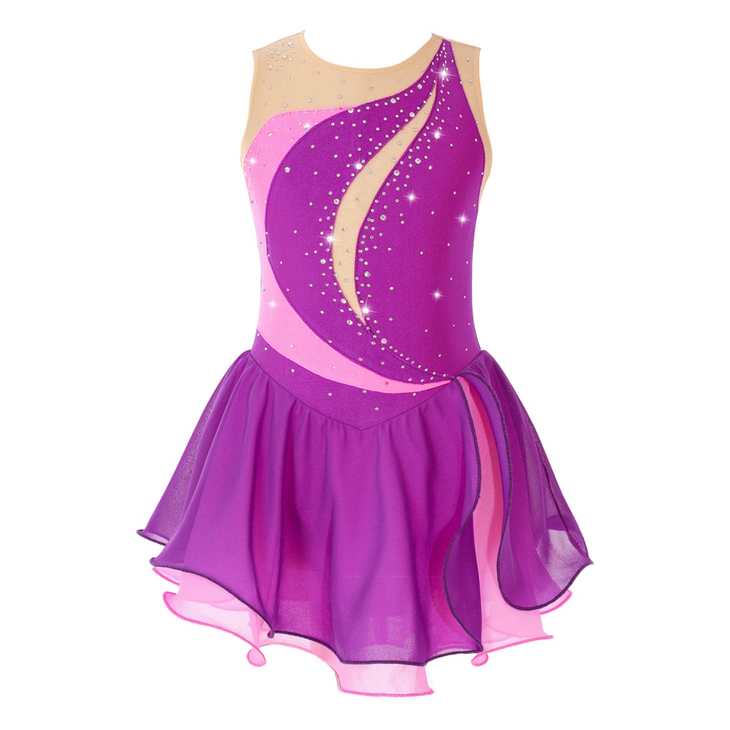 Girls Ice Skating Dress CHICTRY Girls Figure Skating Dress Shiny