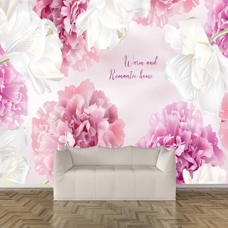 Custom Hand-painted abstract peony tulip banner 3D living room bedroom ...