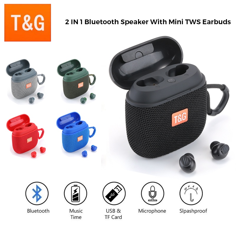 2 IN 1 Portable Bluetooth 5.3 Wireless Speaker With Mini TWS Earbuds T ...