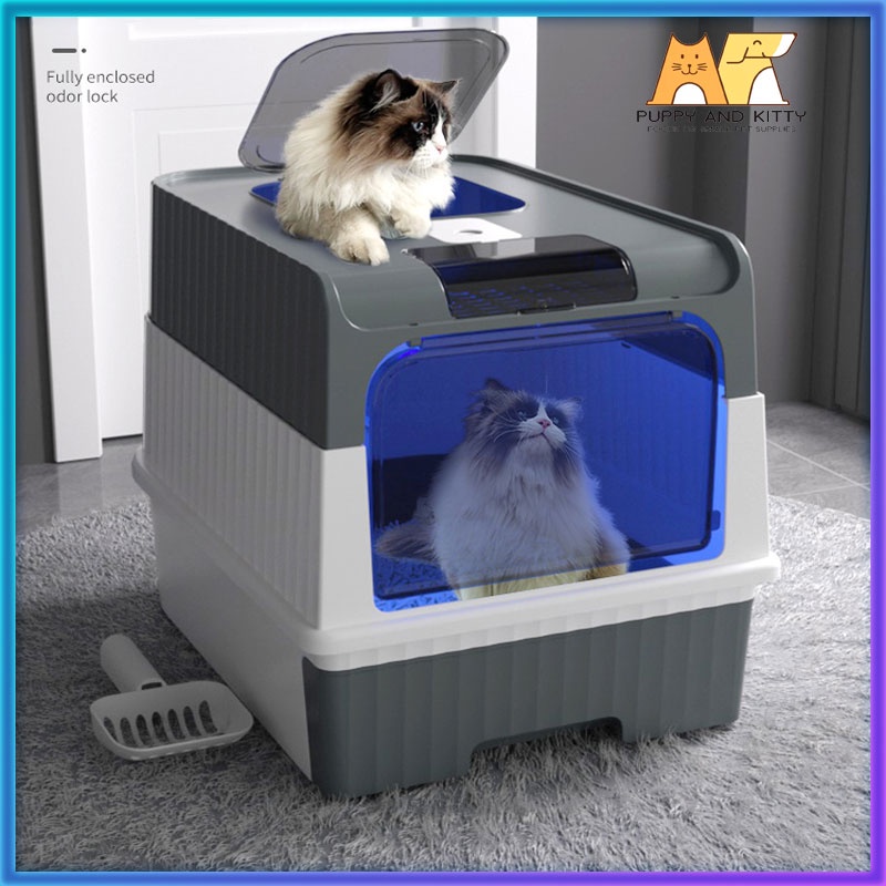 Large Cat Litter Box with UV Sterilization Fully Enclosed Cat Toilet