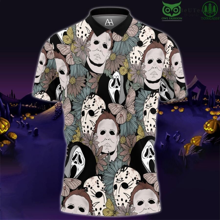 2023 NEW -Horror Characters Michael Myers Ghostface Jason Voorhees Polo ...