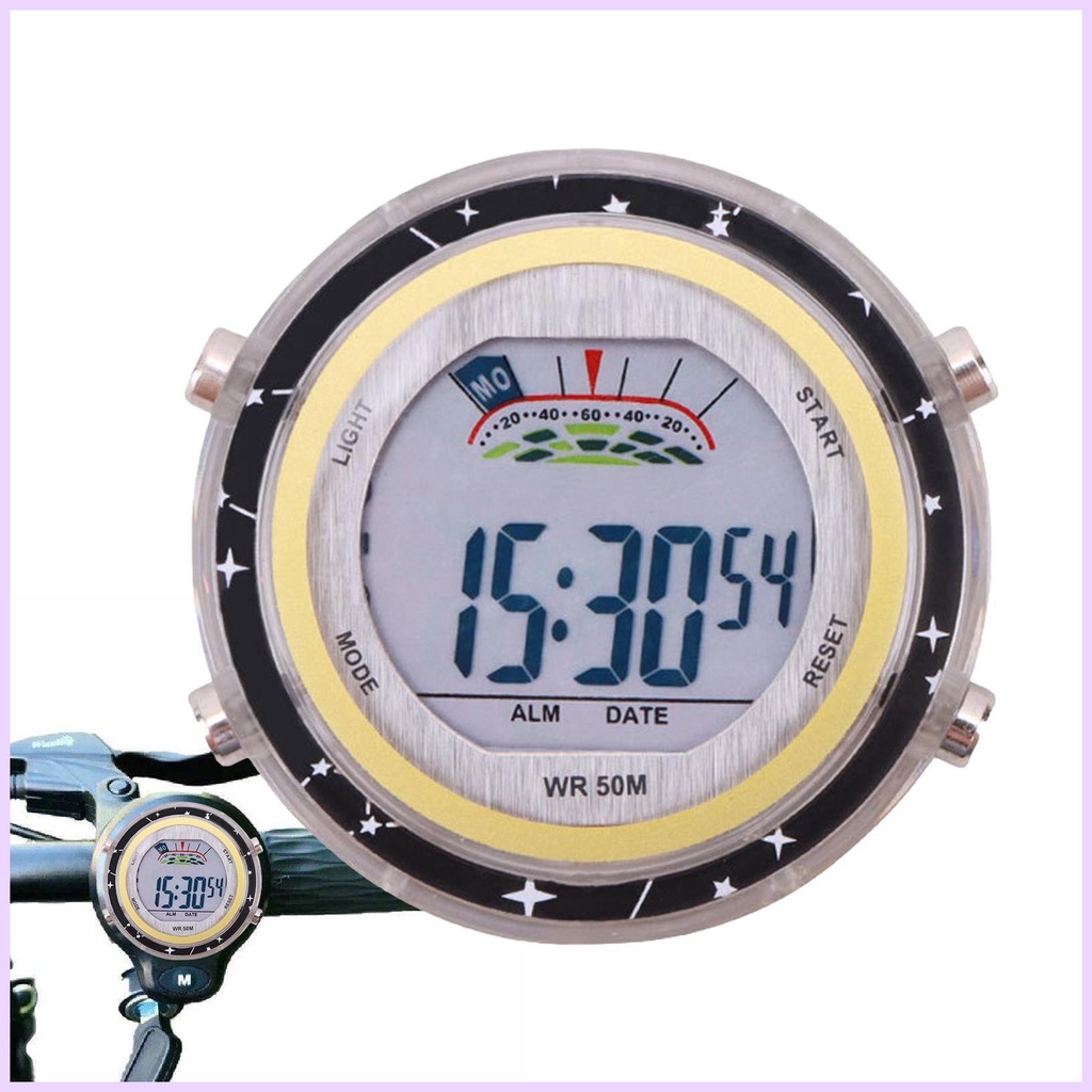 Motorcycle Watch Waterproof Handlebar Clock with Glowing Dial StickOn