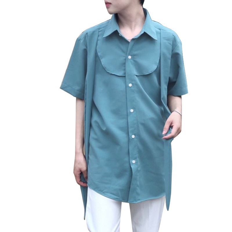 INCERUN Men Korean Stylish Ribbon Casual Back Button Design Short ...