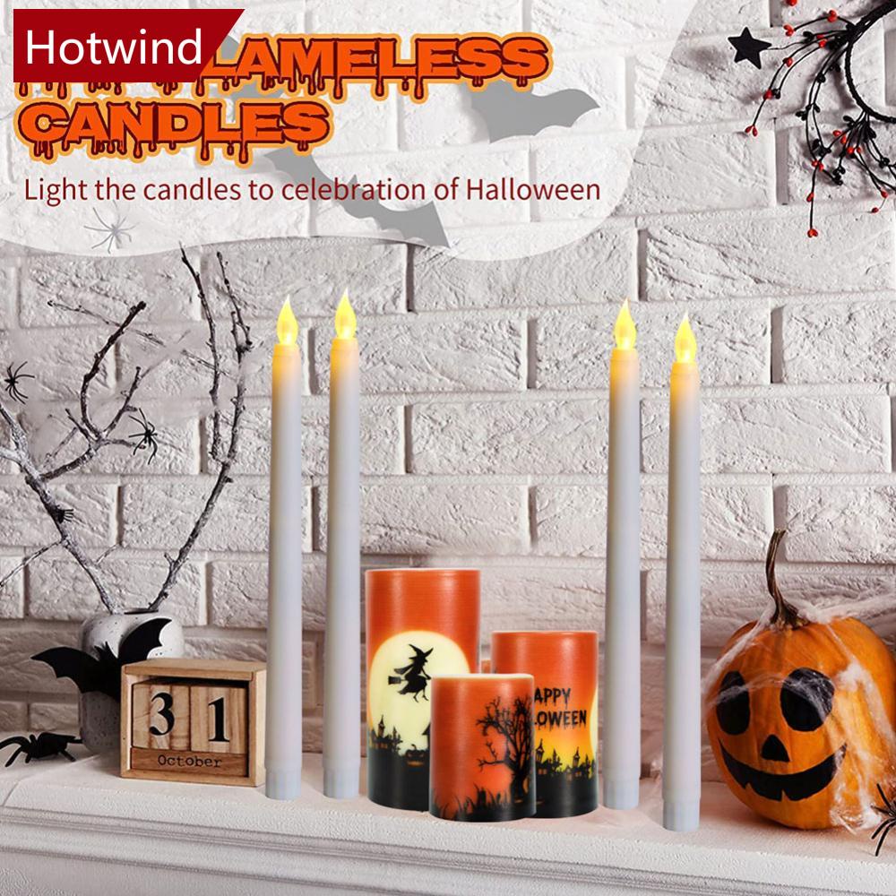 Long Christmas LED Candle Flameless Pointed Candle Light Battery ...