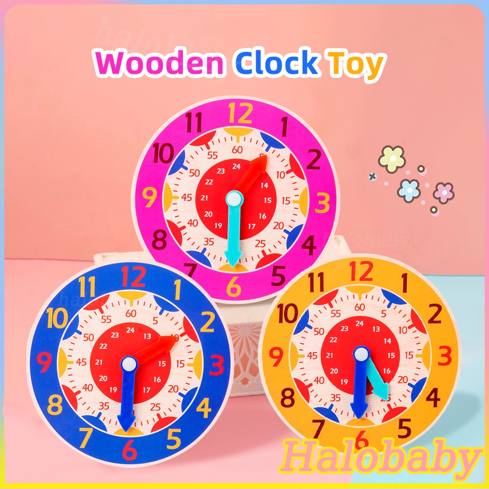【COD】Wooden Clock Toys Hour Minute Second CognitionColorful Toys ...