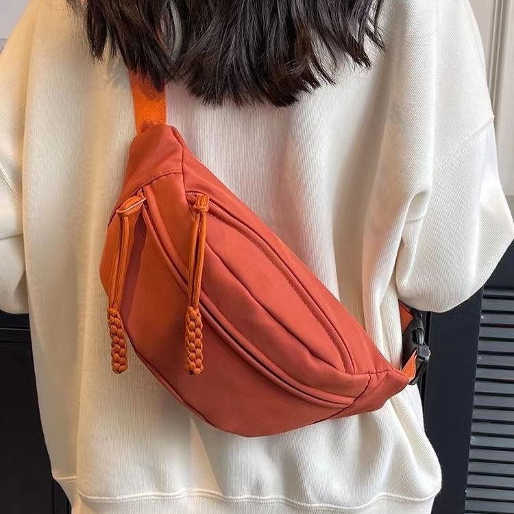 Lightweight Canvas Bag Women's New Simple One Shoulder Backpack Sports  Chest Bag Casual Crossbody Bag