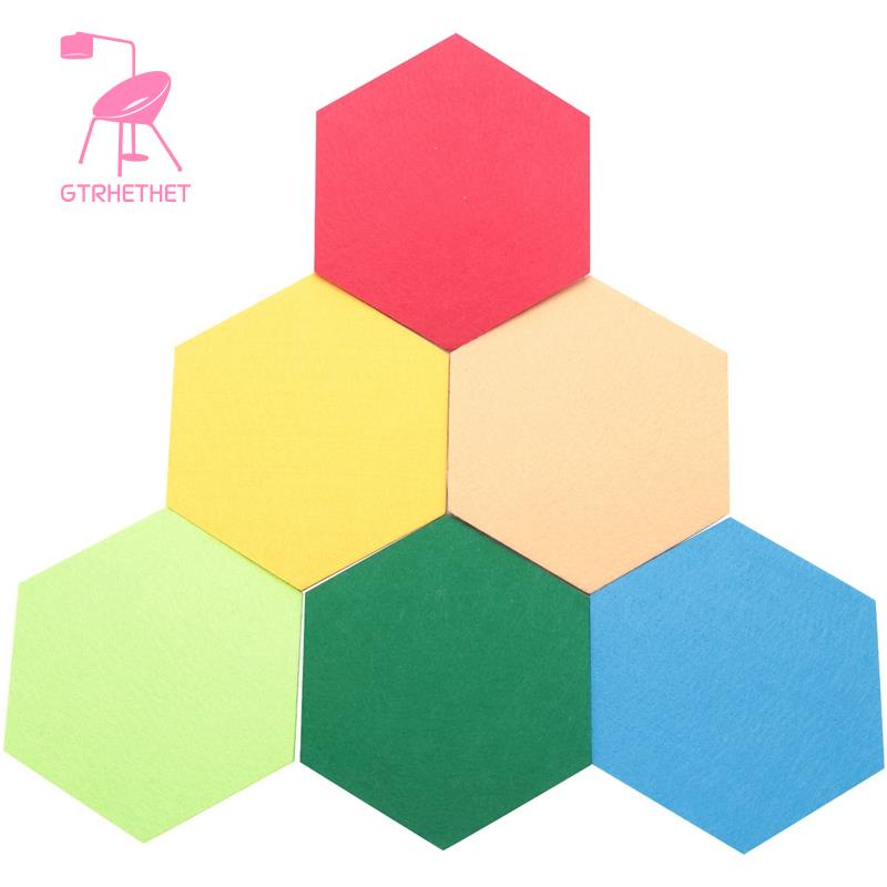 6 Pack Hexagon Felt Pin Board Self Adhesive Bulletin Memo Photo Cork