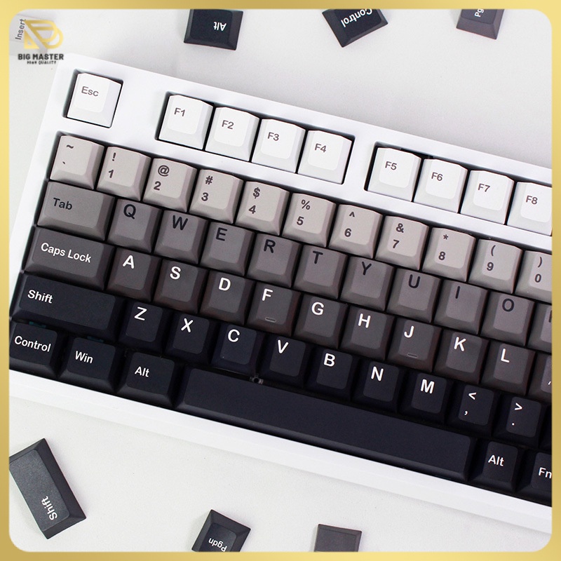 Black and White Gradient Original Key Cap Mechanical Keyboard