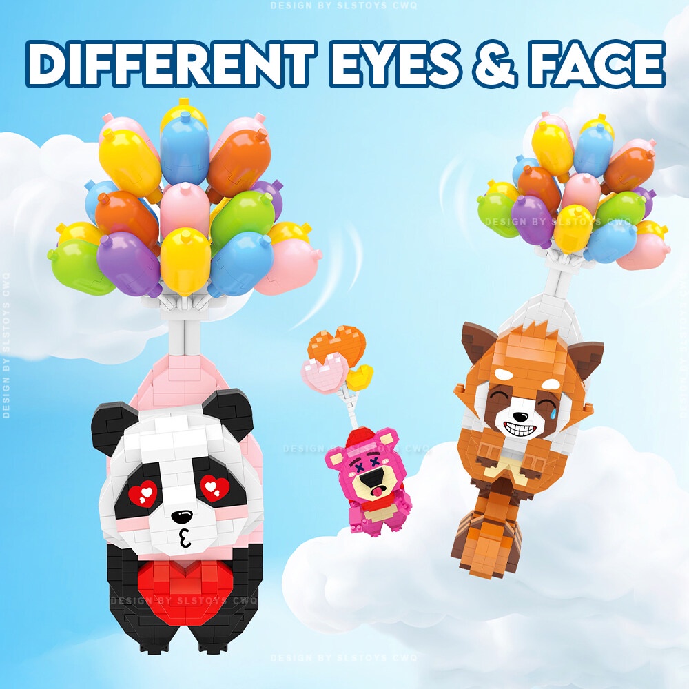 Wise Hawk 2833 2834 2835 Romantic Balloon Panda Bear Raccoon Building ...