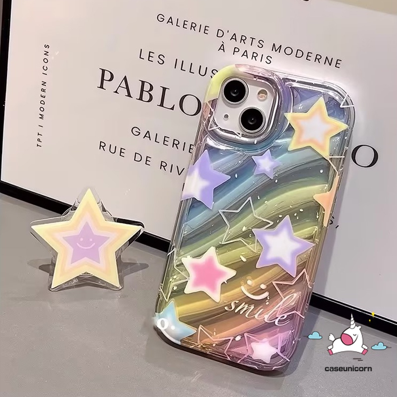 Glitter Stars Smile Casing Compatible for iPhone 11 14 15 13 12 Pro Max ...