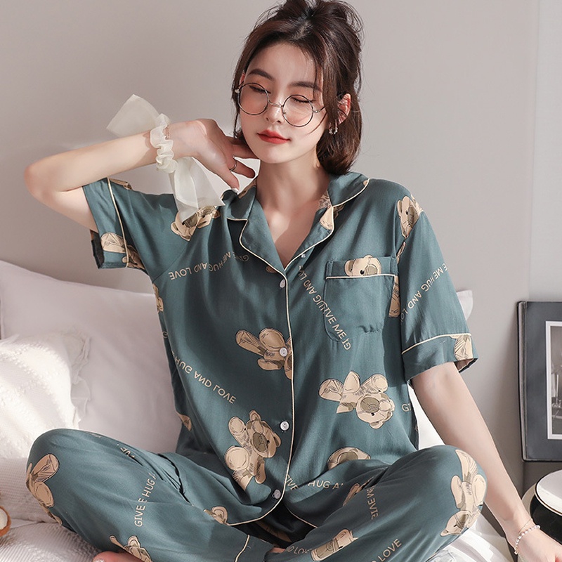 Pajama terno for women pantulog set sleep wear adult gown wear dress woman  sleepwear pambahay sale