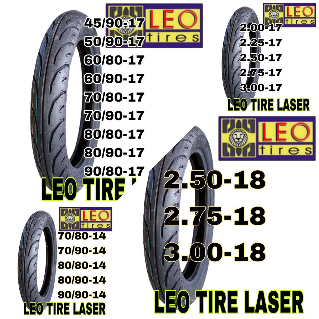 Leo Motorcycle Tire Exterior Laser Tube Type (14, 17, 18) | Shopee ...