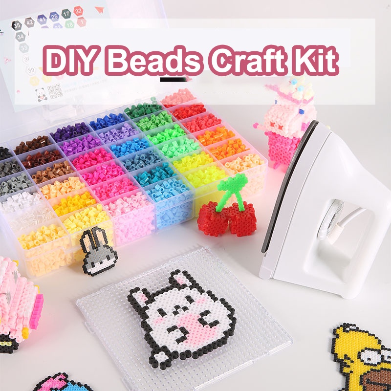 DIY Toy Fuse Beads Craft Kit 7000 Kids Activity Gift Melty Fusion Beads ...