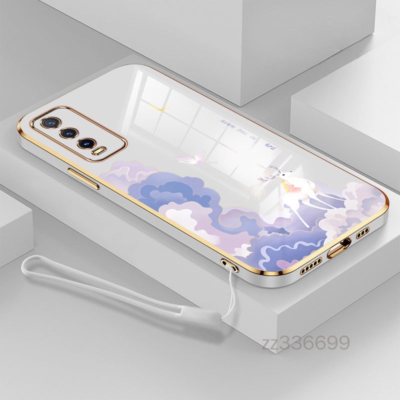 Casing VIVO Y20 VIVO Y20i VIVO Y20s VIVO Y12s VIVO Y12a VIVO Y30 Y50 Phone  Case cute deer Silicone pretty Phone Case Send Lanyard