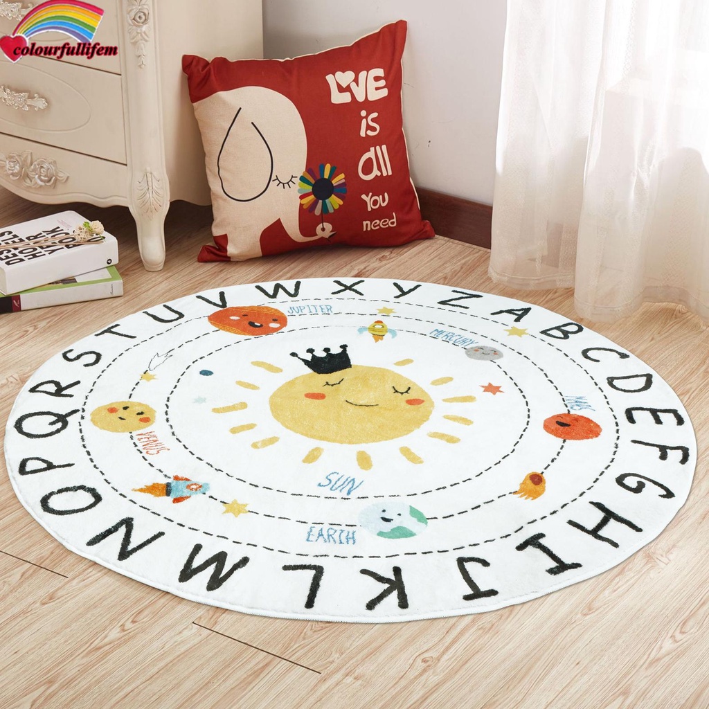 ABC Round Rug Colorful 4ft Kids Alphabet Rug Soft Educational Solar ...