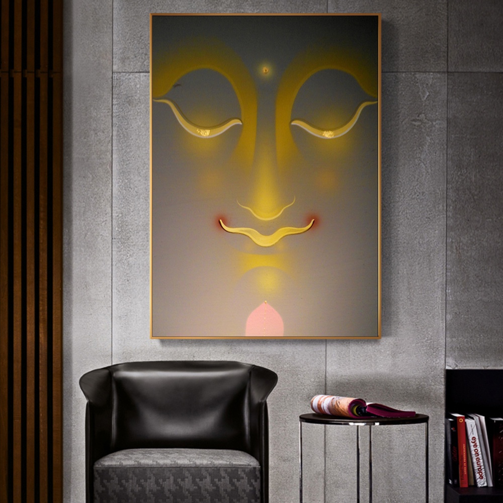 Modern Abstract Art Gold Buddhism Canvas Paintings Lord Buddha Wall ...
