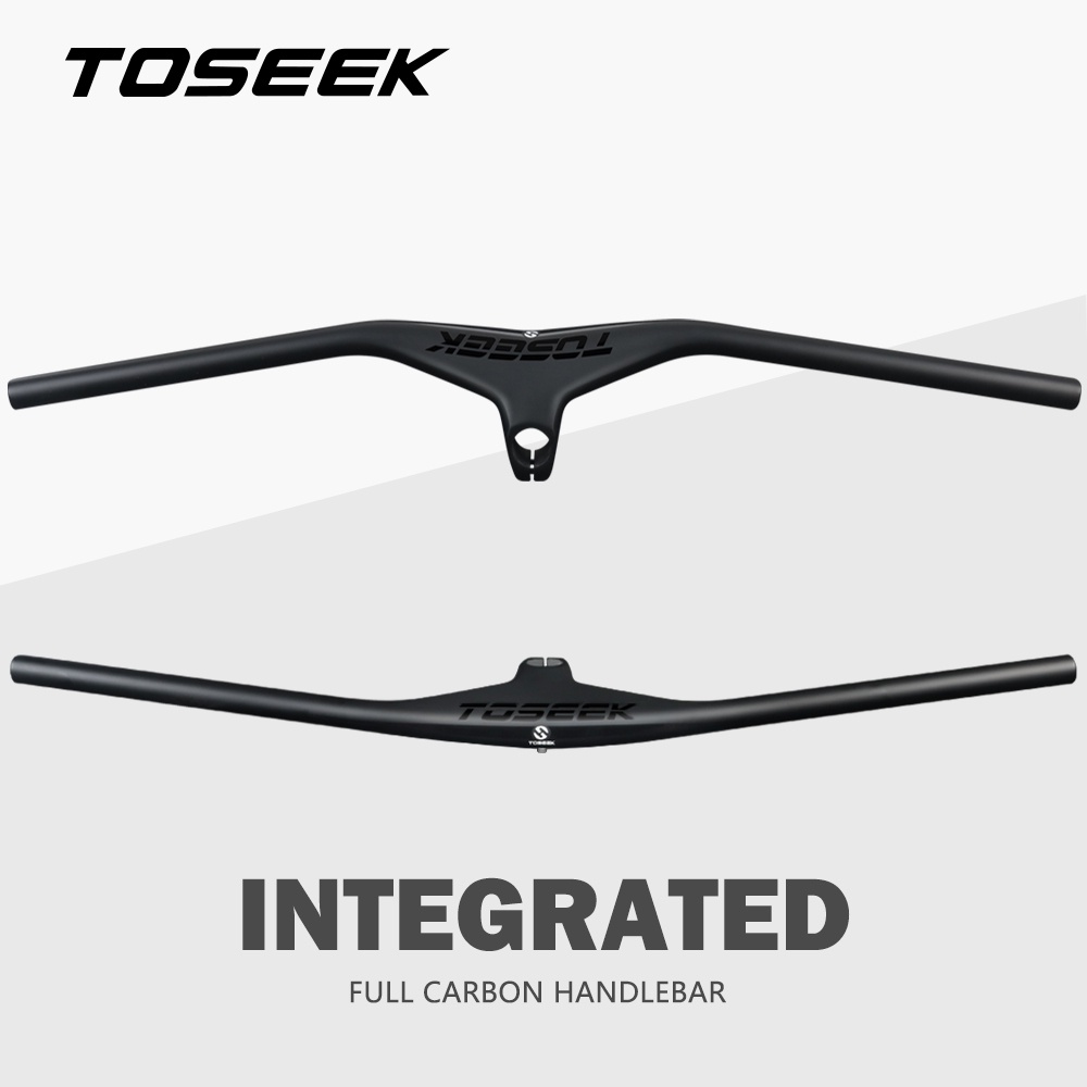 Guidon Carbone TOSEEK Pour VTT - Plat Intégré, Diamètre 28.6mm, Longueur 720/780mm, Neuf