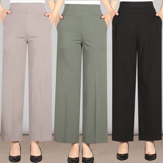 Women Pants Trousers Summer Fashion Thin Wide Leg Pants Loose High Waist  Casual Women Pants Skirt Pants Dance Pants 4XL (Color : Green, Size 