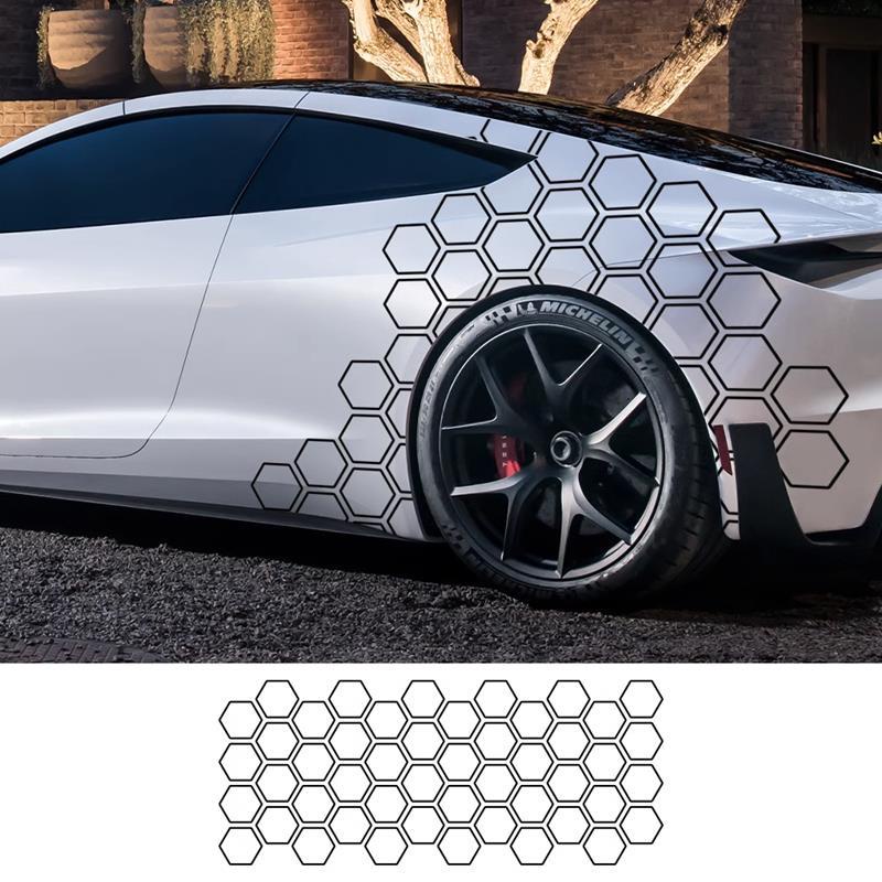 Honeycomb Pattern Car Stickers Unique Creative Waistline Stickers ...